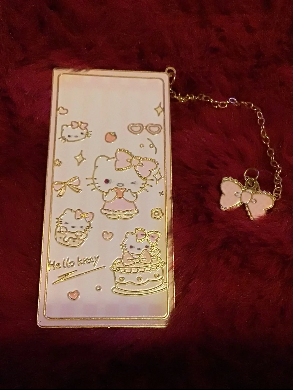 Hello Kitty Pink and Gold Phone Case with Bow Charm